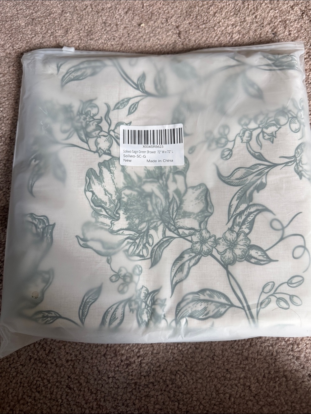 Floral Shower Curtain - Sage Green